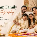 Onam photography Toronto — family in traditional kasavu saree